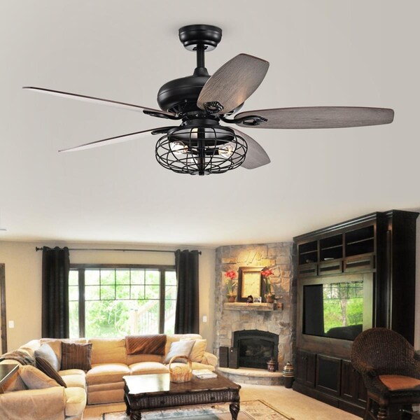 Warehouse Of Tiffany CFL-8434REMO-MB 52 in. Joye Indoor Remote Controlled Ceiling Fan with Light Kit, Black CFL-8434REMO/MB - main